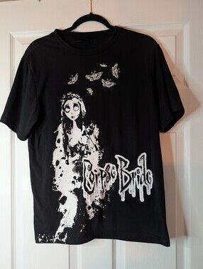 corpse bride black graphic t shirt size medium tim burton romwe goth y2k
